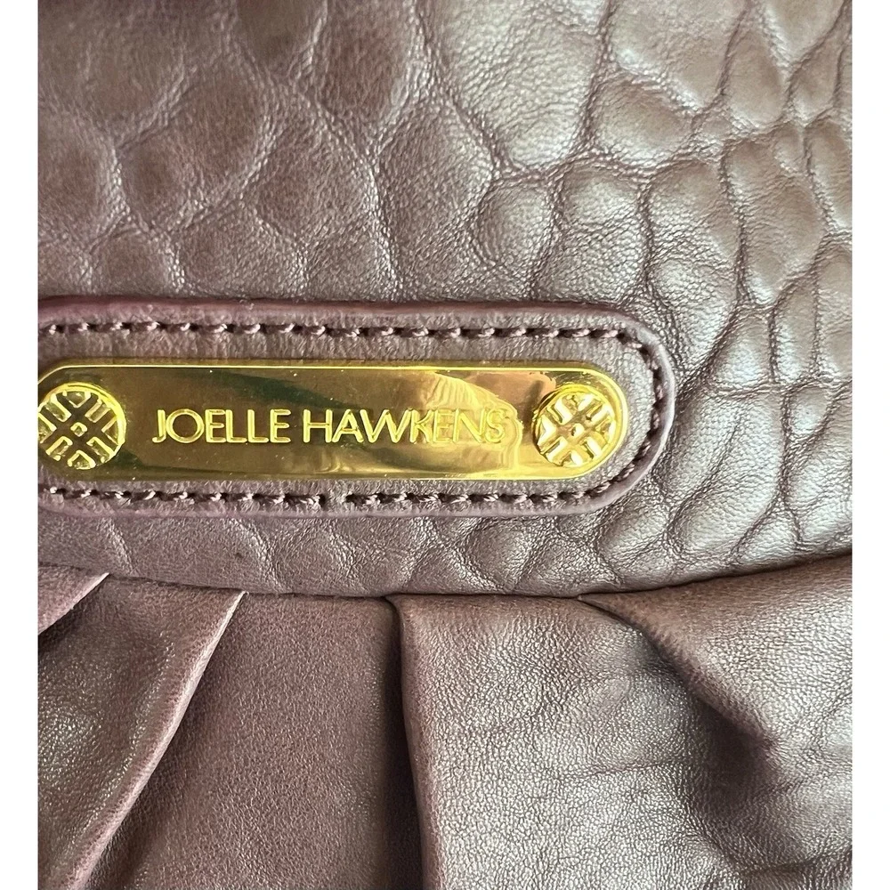 Joelle‎ Hawkens Hobo Slouch Leather Handbag Plum Purple Wrapped Handle Large New